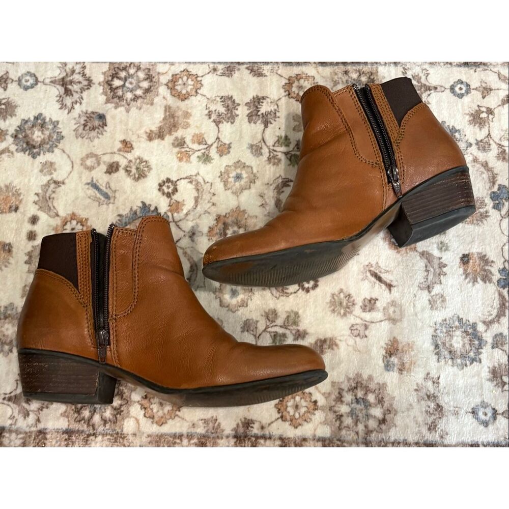 Steve Madden Womens Boots Rozamare Ankle Booties Leather Zip Block Brown Size 8 - Picture 8 of 9